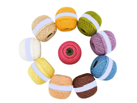 Assorted 2 Crochet Size 10g Cotton Thread- Pack of 10