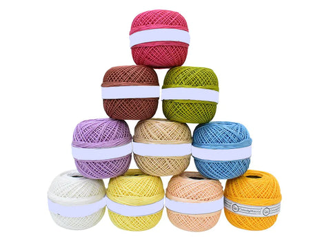 Assorted 2 Crochet Size 10g Cotton Thread- Pack of 10